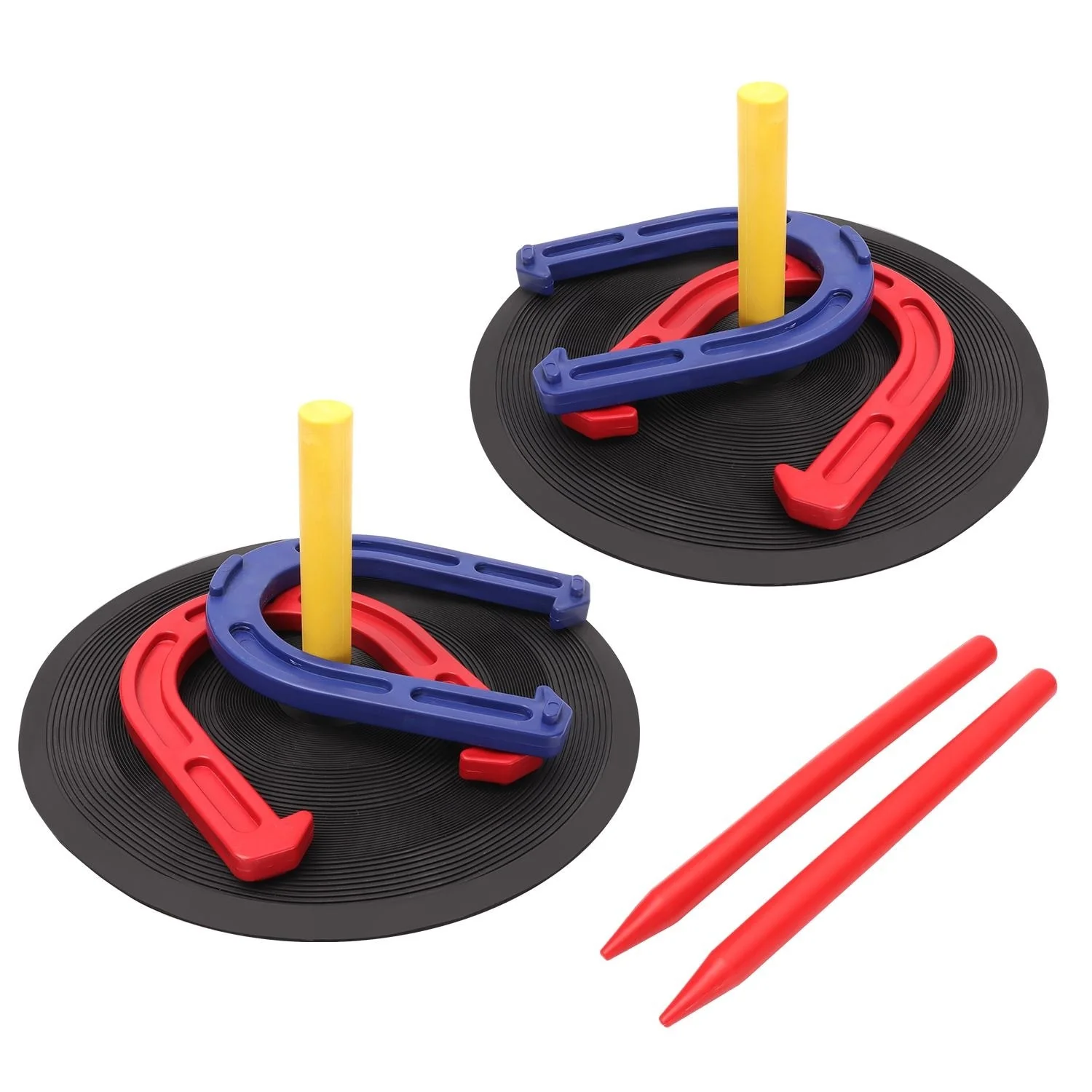 GSE�?Rubber Horseshoe Game Set for Kids & Adults. Horseshoe Throwing Game for Indoor and Outdoor Playing - Rubber Horseshoe Set