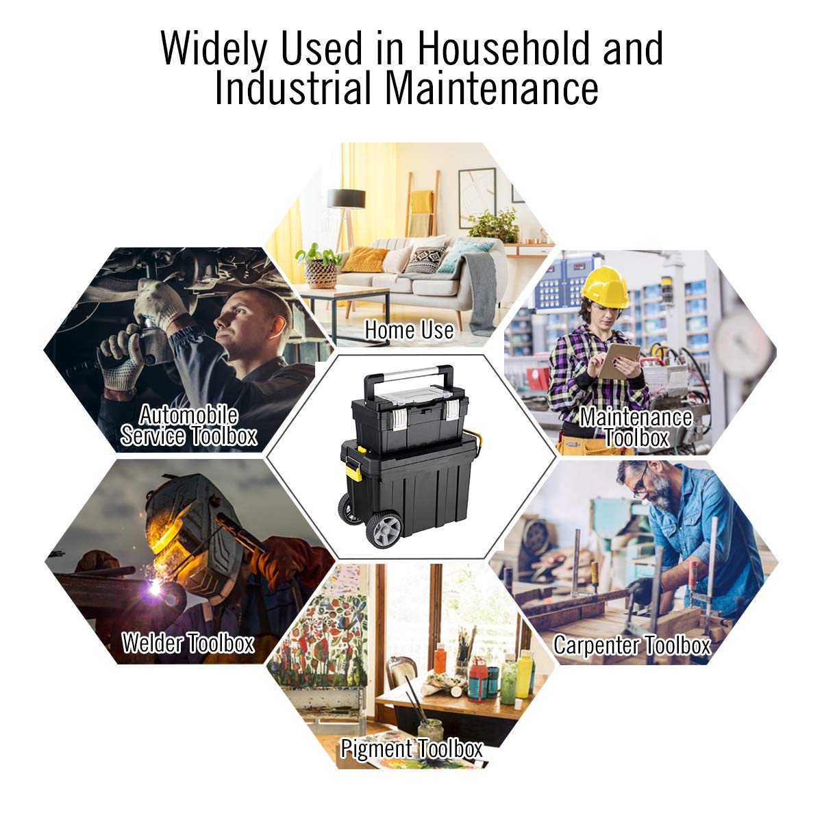 2025 2-in-1 Tool Box Portable Rolling Toolbox Storage Solution Multi-Purpose Plastic Organizer Set