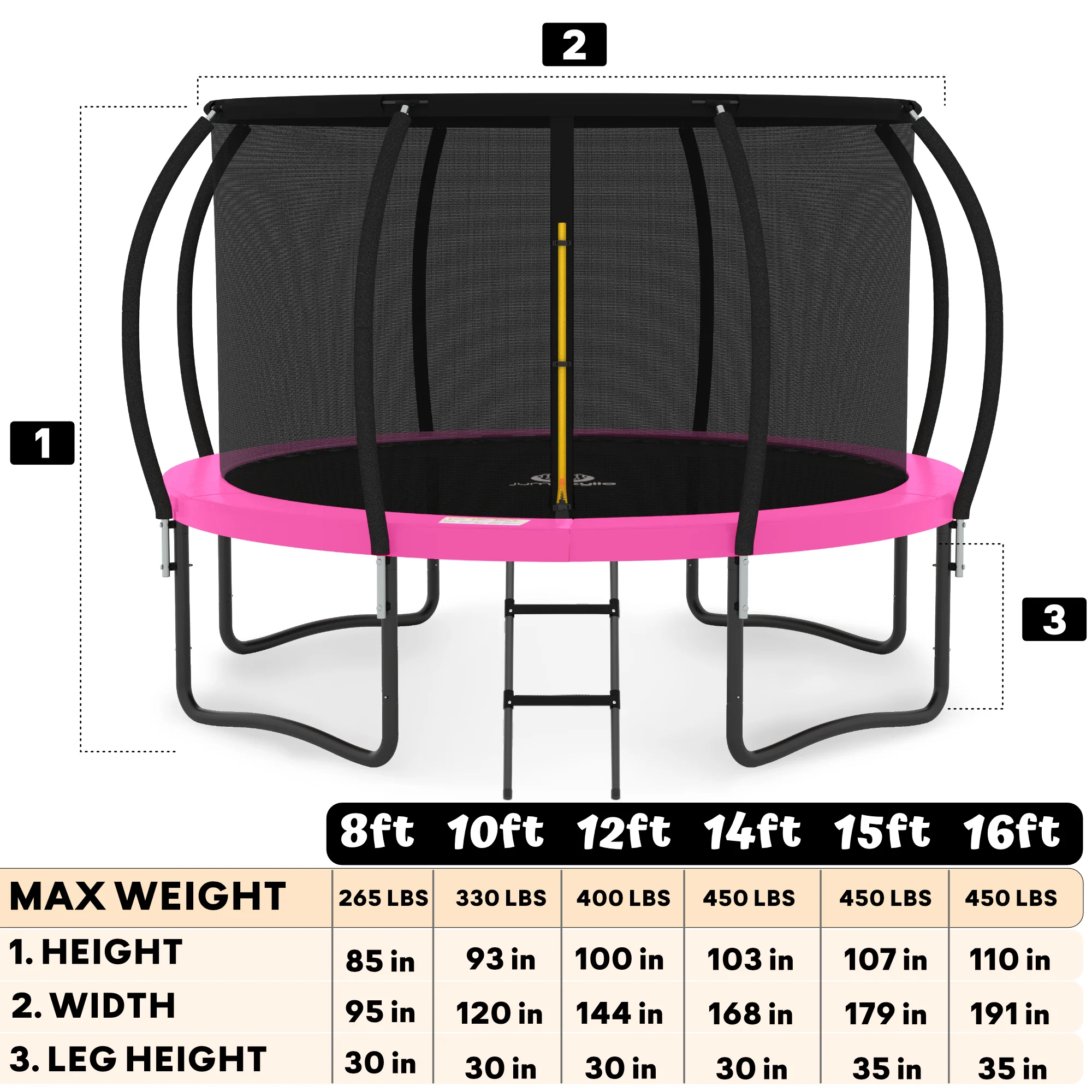 Jumpzylla 10FT Trampoline with Enclosure & Double Color Pad Cover