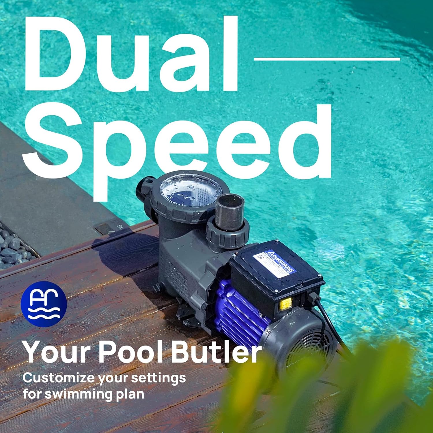AQUASTRONG In/Above Ground Pool Pump, High Flow (with Timer, 2HP, 8917 GPH, 220V)