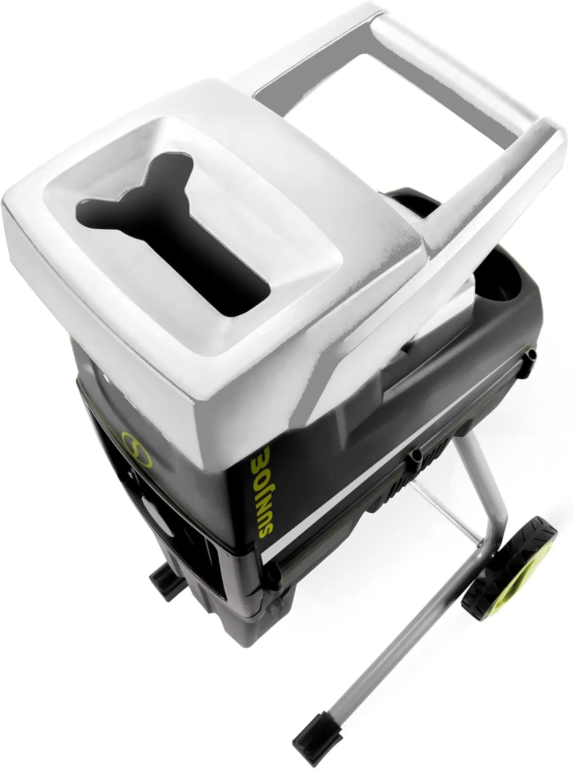 15 Amp Electric Silent Wood Chopper/Deburr Machine, cutting diameter 1.7 inches, reduction ratio 21:1, wheel diameter 7 inches, equipped with a safety hopper, green appearance