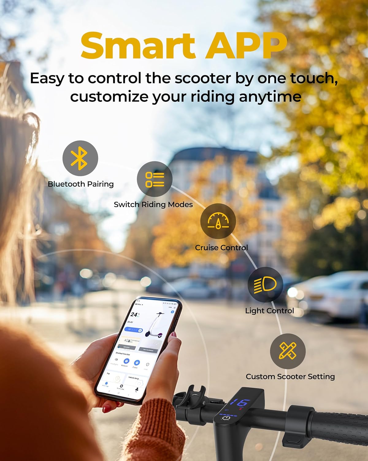 Electric Scooter - 350W/500W Motor, 22 Mph Top Speed