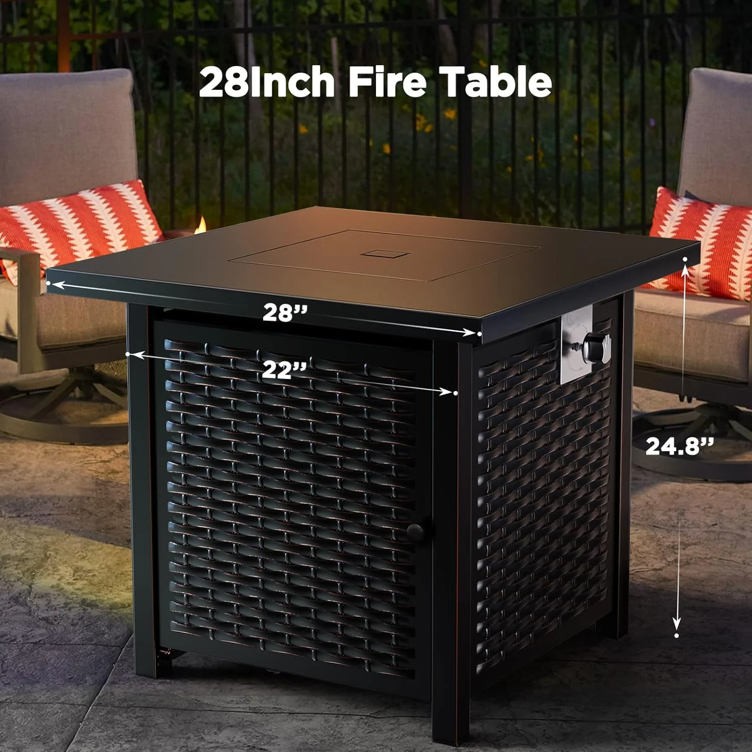 2025 Gas Fire Pit Table, 50,000 BTU Outdoor Propane Fire Pit