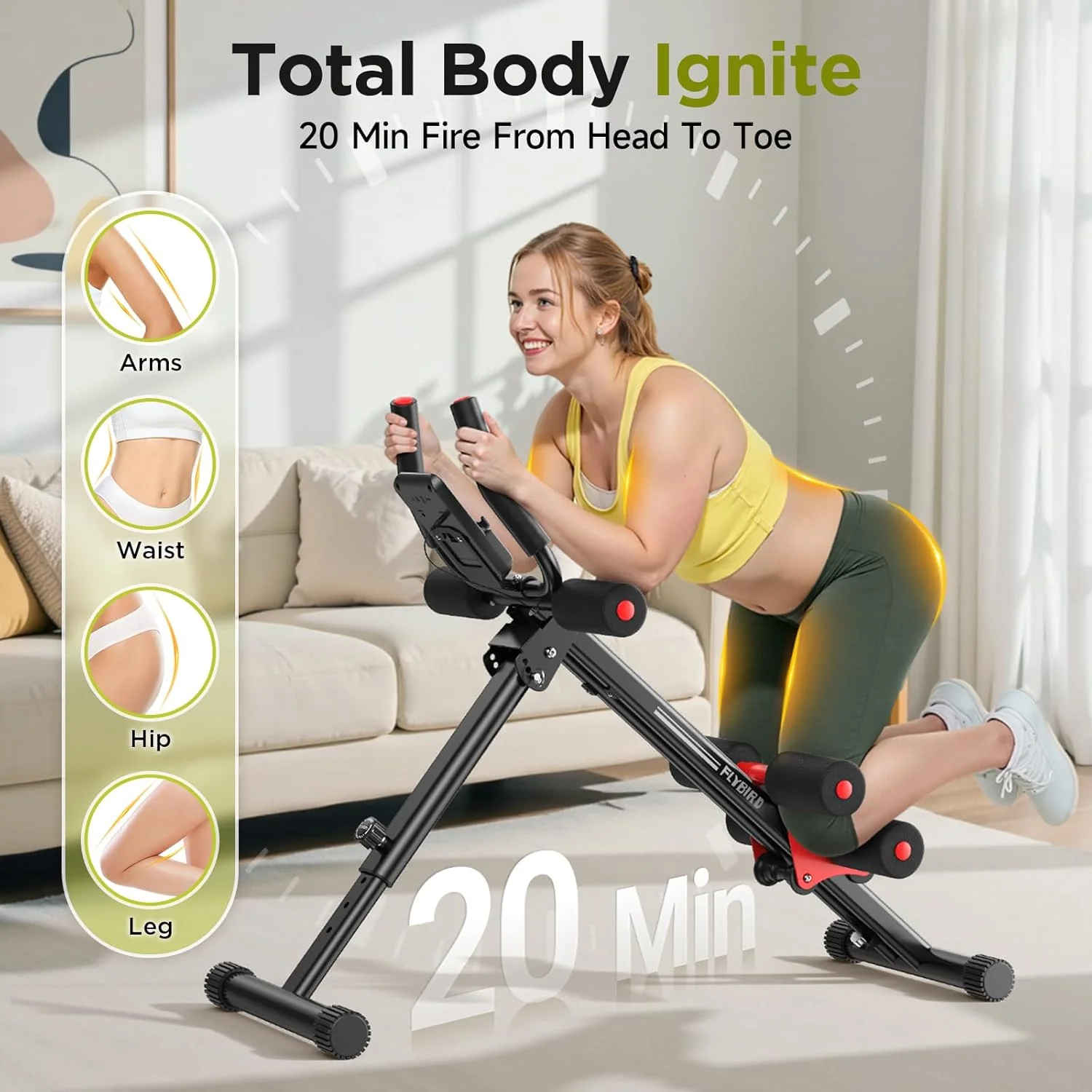 Adjustable Ab Machine Foldable Full Body Workout Equipment Red