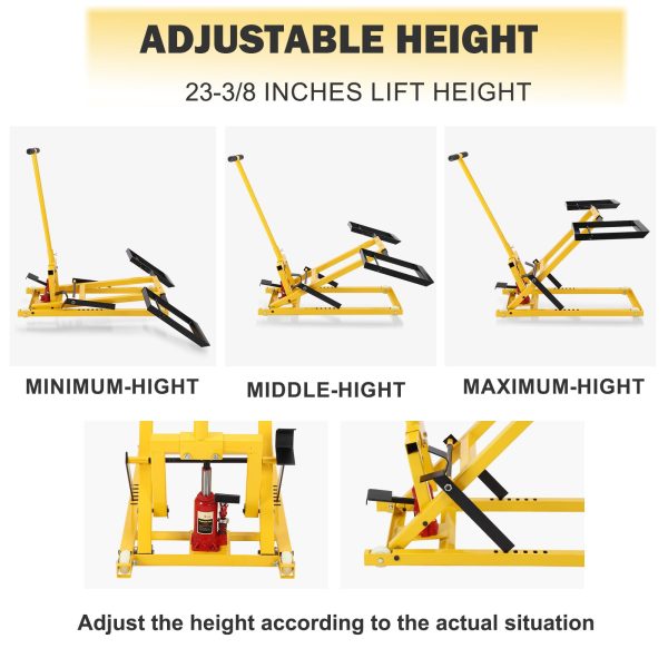 2025 Lawn Mower Lift with Hydraulic Jack, 26 Inches Lawn Mower Lift, Welded Solid Steel Construction, Weight Capacity 500 LBS, for Riding Lawn Mowers Tractors, ATVs Maintenance