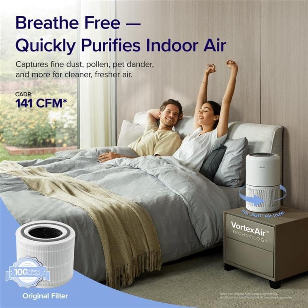 Air Purifier for Home Allergies Pets Hair in Bedroom & Standing Fan for Bedroom, 82ft CirculAir 120° Oscillating Fan