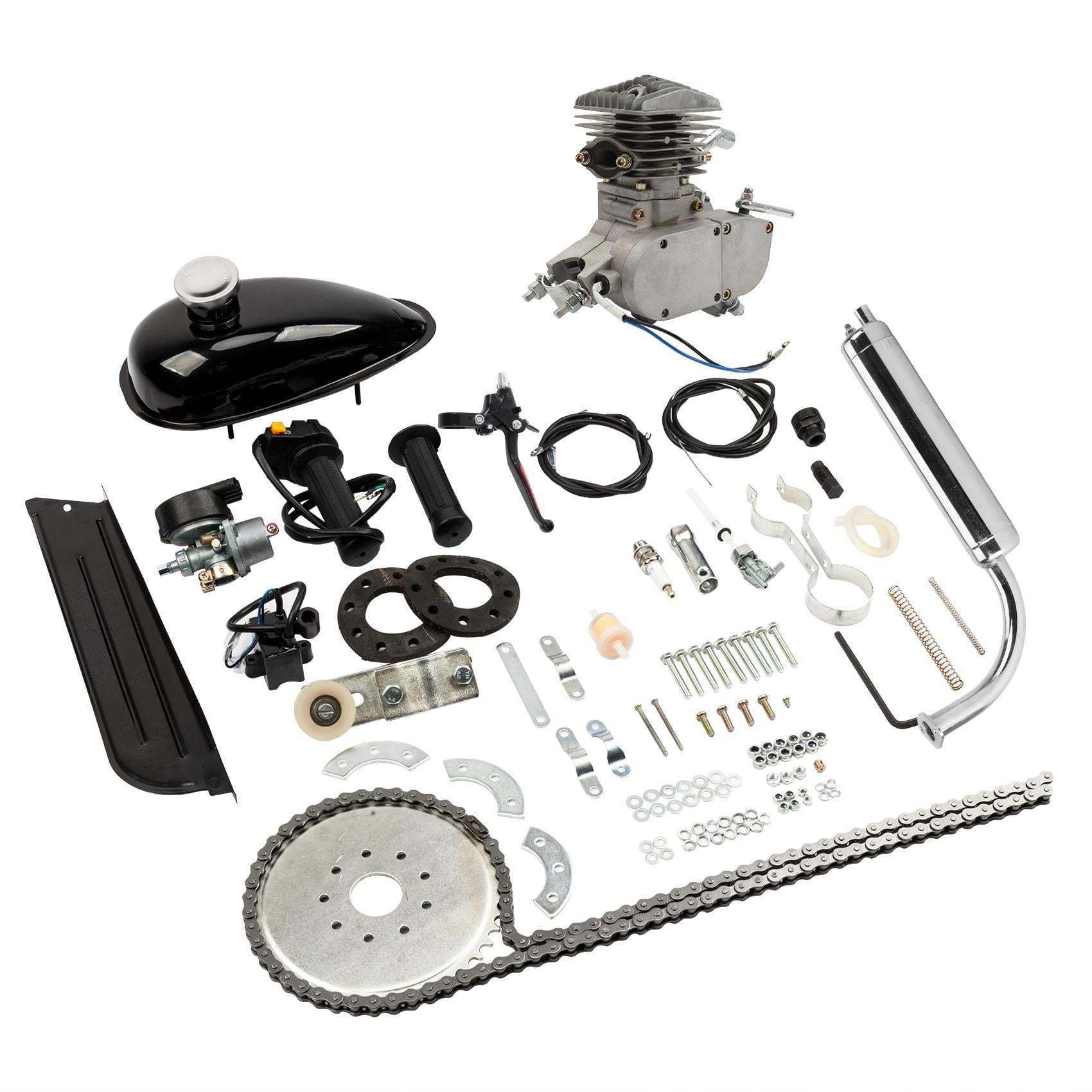 2025 80cc 2-Stroke Engine Bike Motor Kit for 26′′ Bicycles, Silver White