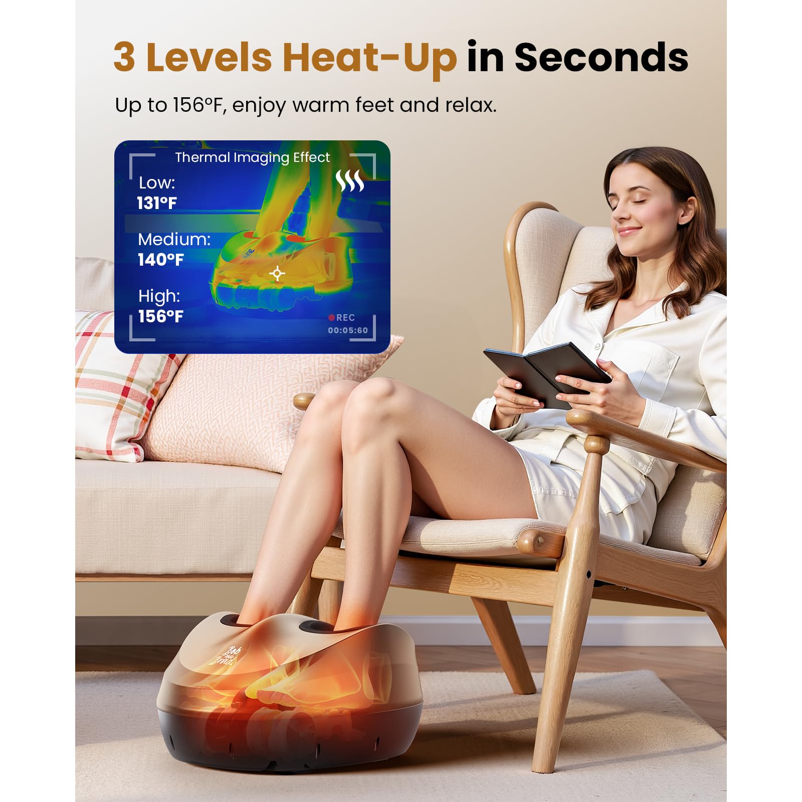 BOB AND BRAD Foot Massager Machine with Heat and Remote