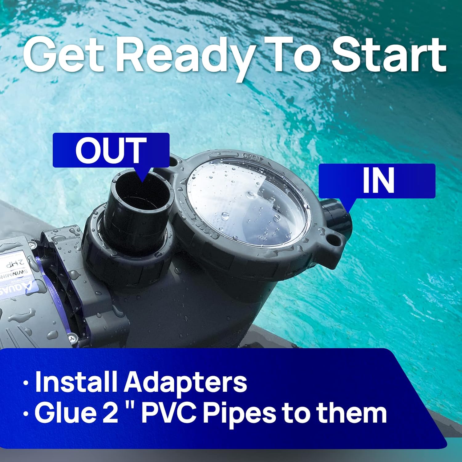 AQUASTRONG In/Above Ground Pool Pump, High Flow (with Timer, 2HP, 8917 GPH, 220V)