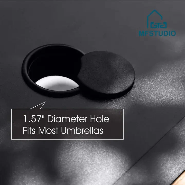 2025 8 Pieces Patio Dining Set with Umbrella,Outdoor Furniture Set with 6 Sling Dining Swivel Chairs