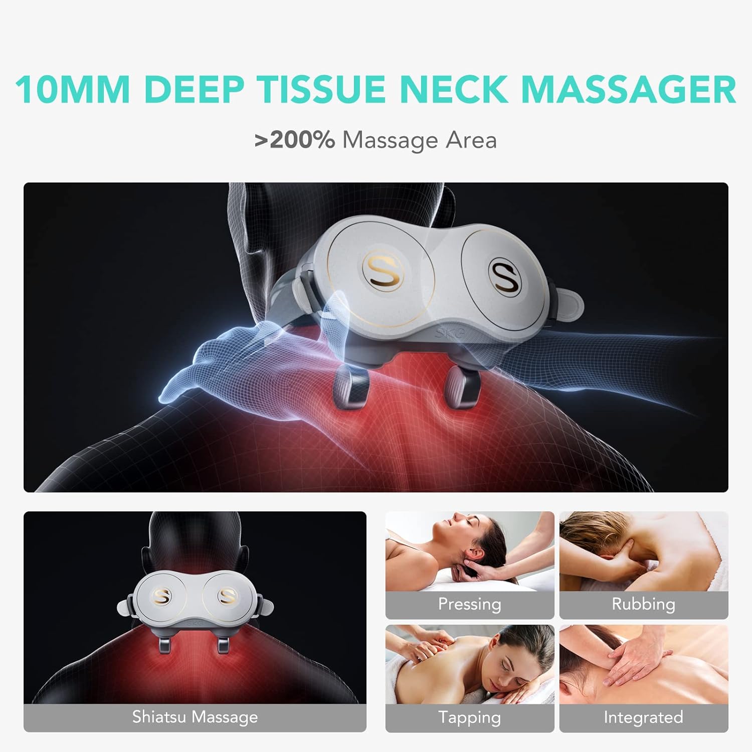 Neck Massager, H7 Shiatsu Neck and Shoulder Massager with Heat to Relieve Deep Tissue Pain, Electric Kneading Massager