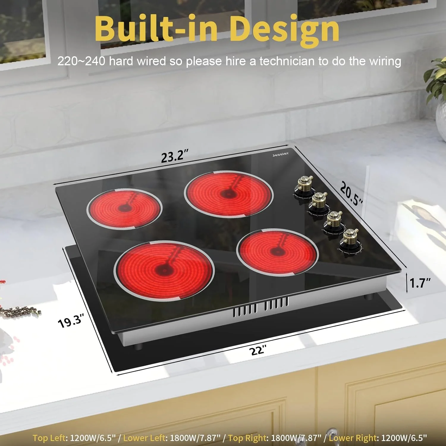 Electric Cooktop 30 Inch - 5 Burners Built-in Ceramic Cooktop, 30