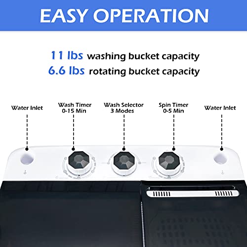 HABUTWAY Portable Washing Machine 17.6Lbs Capacity Washer and Dryer Combo