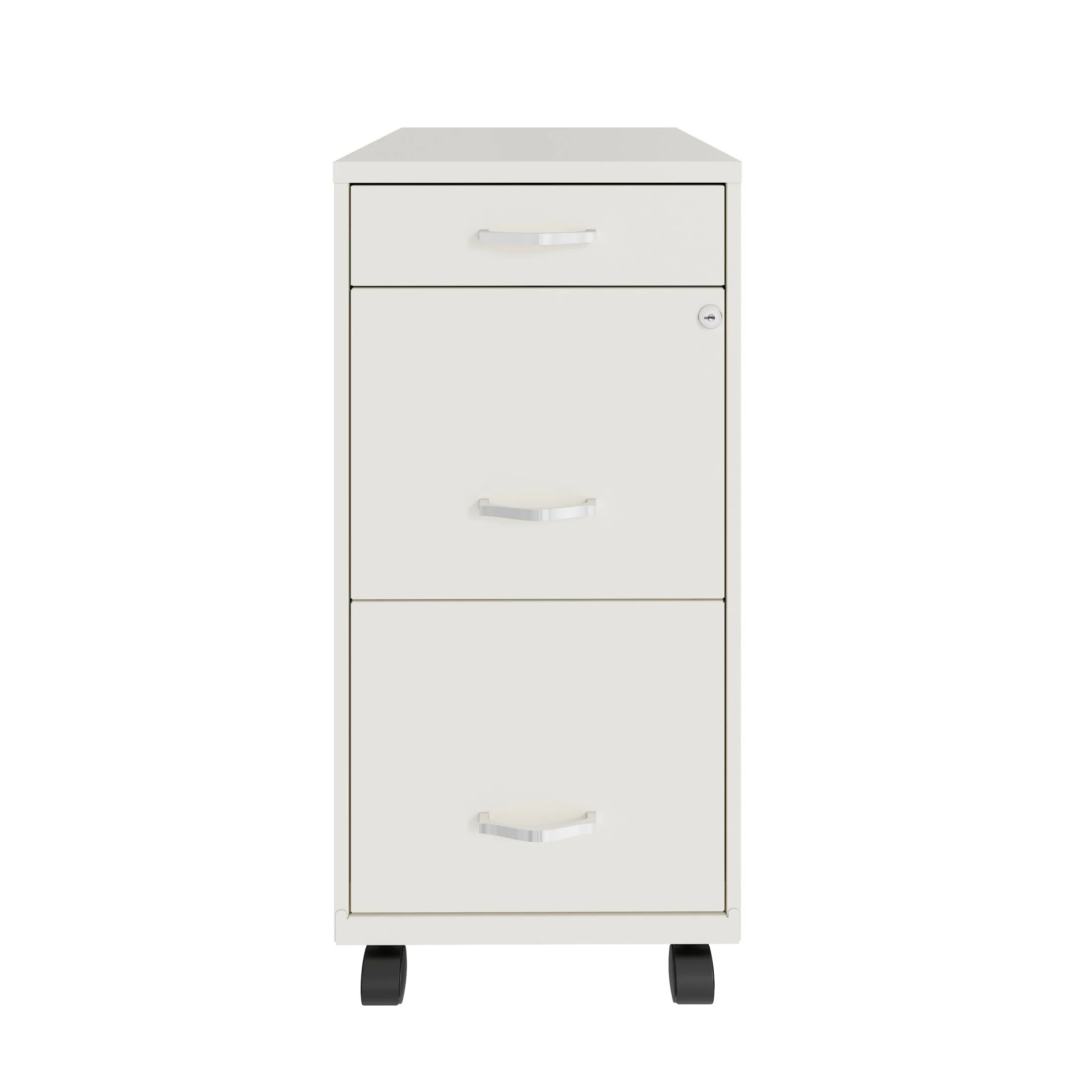 Space Solutions 18′′ Deep 3 Drawer Mobile Letter Width Vertical File Cabinet, White
