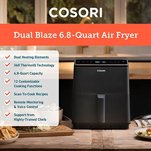 Air Fryer 6.8Qt, Dual Blaze with 360 ThermoIQ Tech
