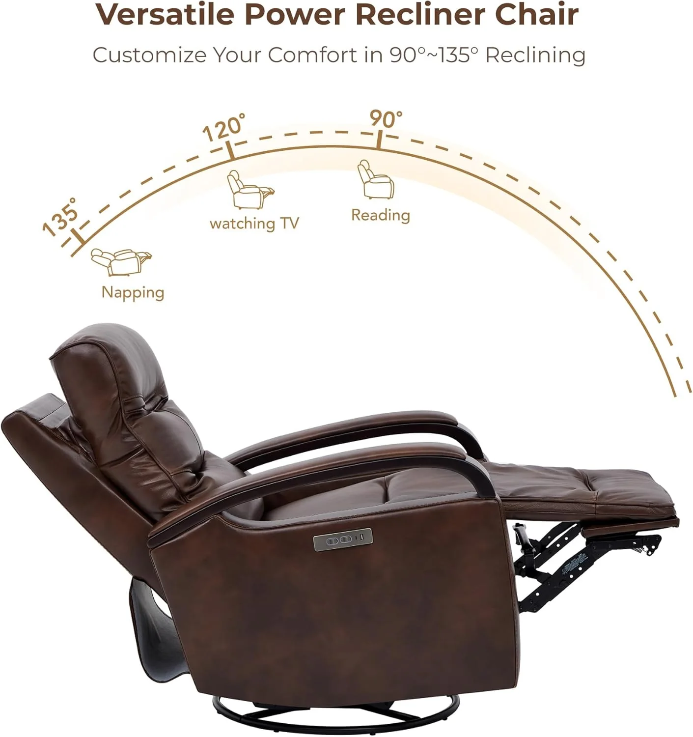 Genuine Leather Power Swivel Glider Rocker Recliner