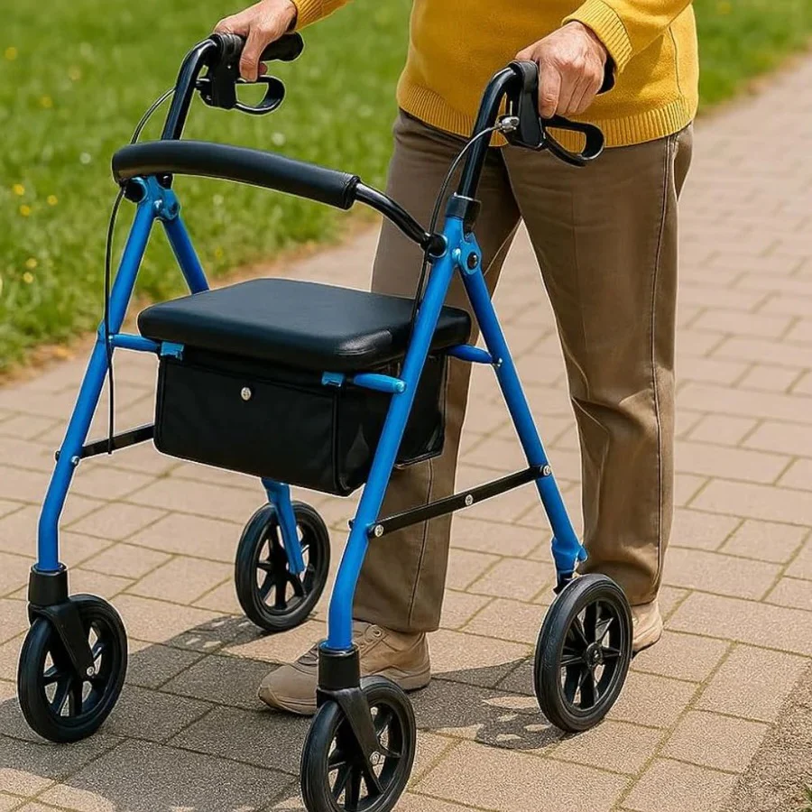 Folding Lightweight Steel Rollator with Seat
