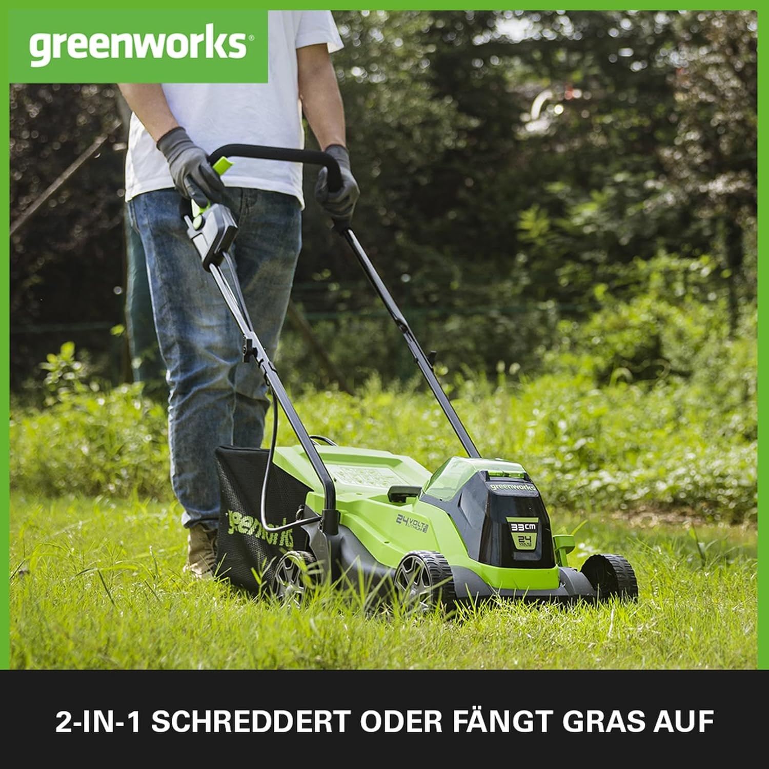 Greenworks 48V (2x24V) Selbstfahrender Akku Rasenmher für groe Flchen bis zu 480m, 46cm Schnittbreite, 55L Sack PLUS zwei 4Ah-Akkus und Doppelladegert GD24X2LM46SPK4X