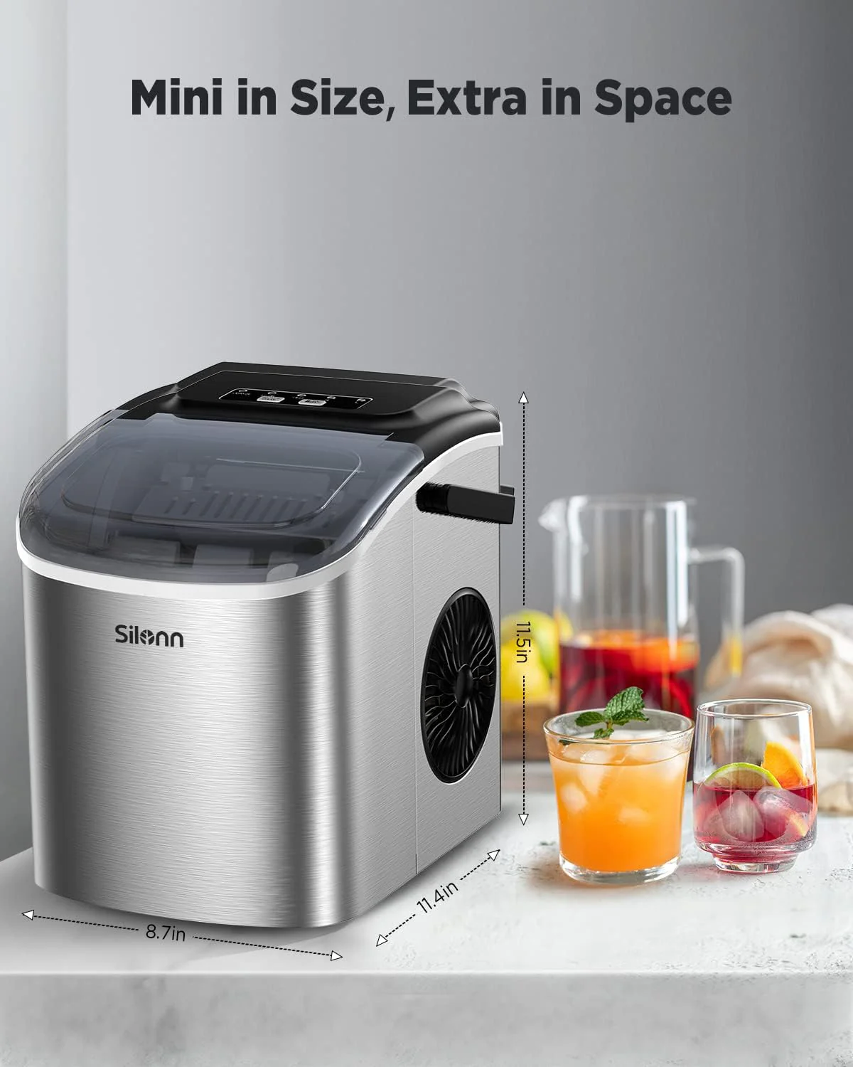 Nugget Ice Maker Countertop Pebble Ice Maker with Soft Chewable Ice