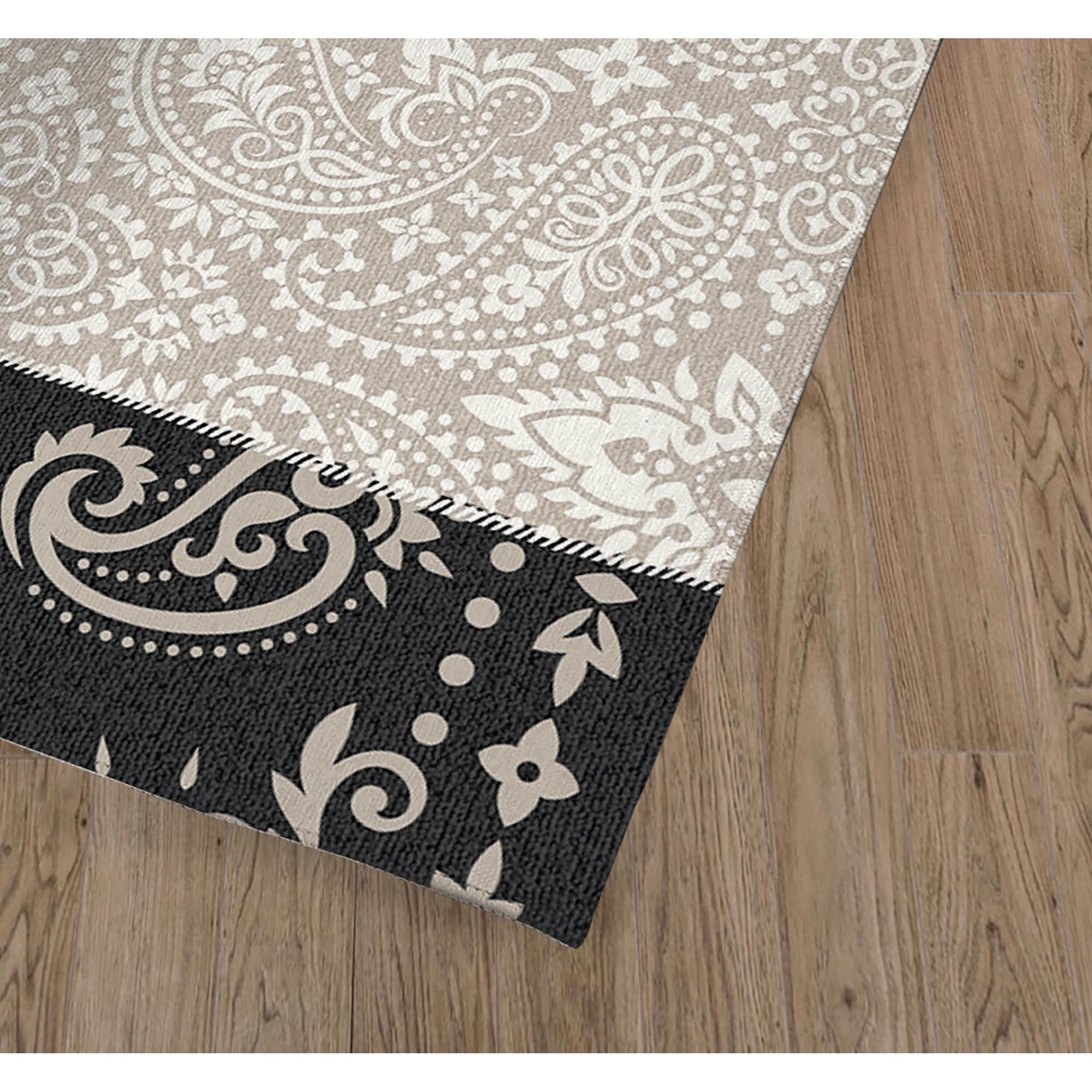 CHECKER PATCH CHARCOAL Kitchen Mat By Kavka Designs