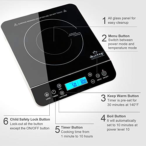 Duxtop Portable Induction Cooktop, Countertop Burner Induction Hot Plate with LCD Sensor