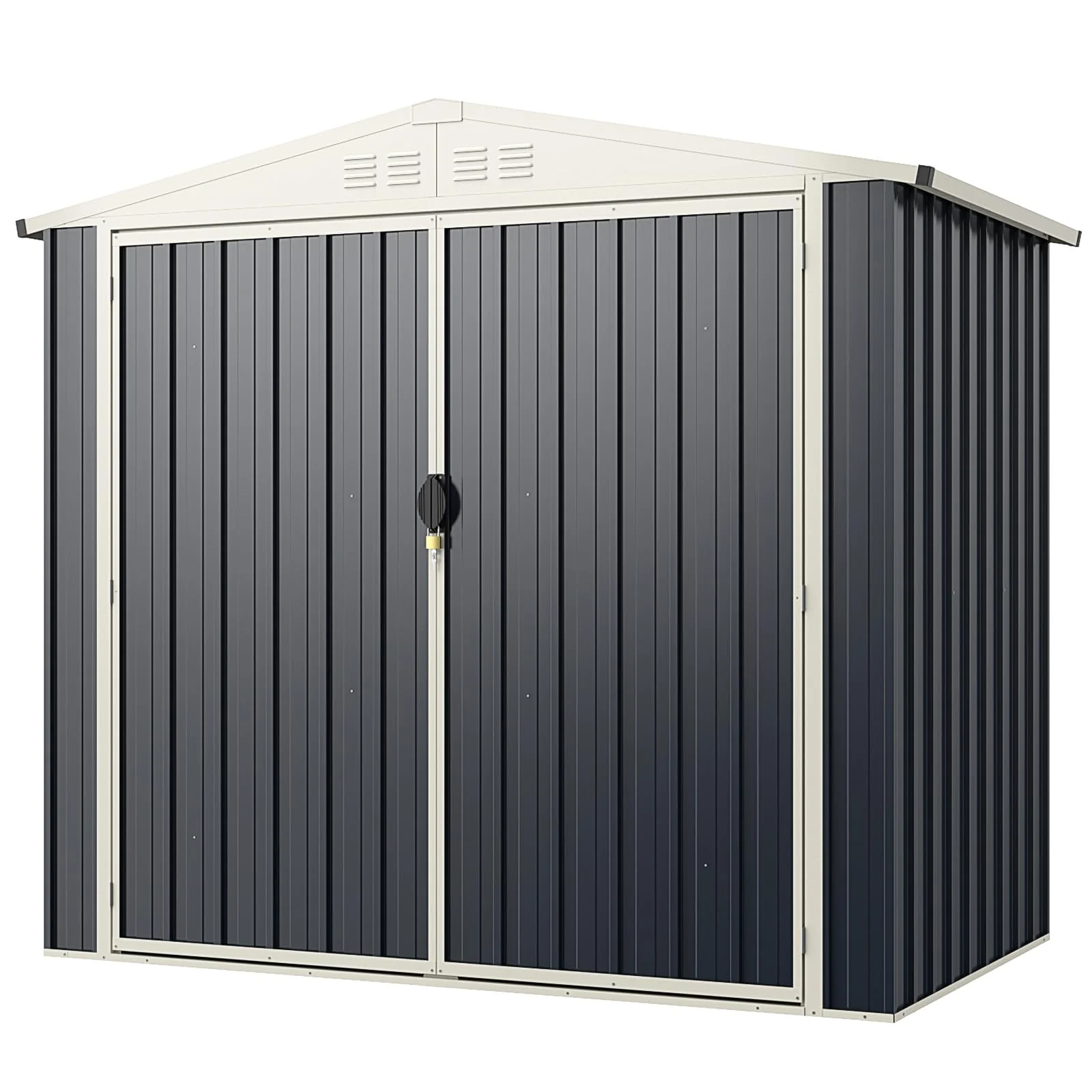 Metal Outdoor Storage Shed, Snap-on Structures for Efficient Assembly, All-Weather Color Steel Utility Storage House