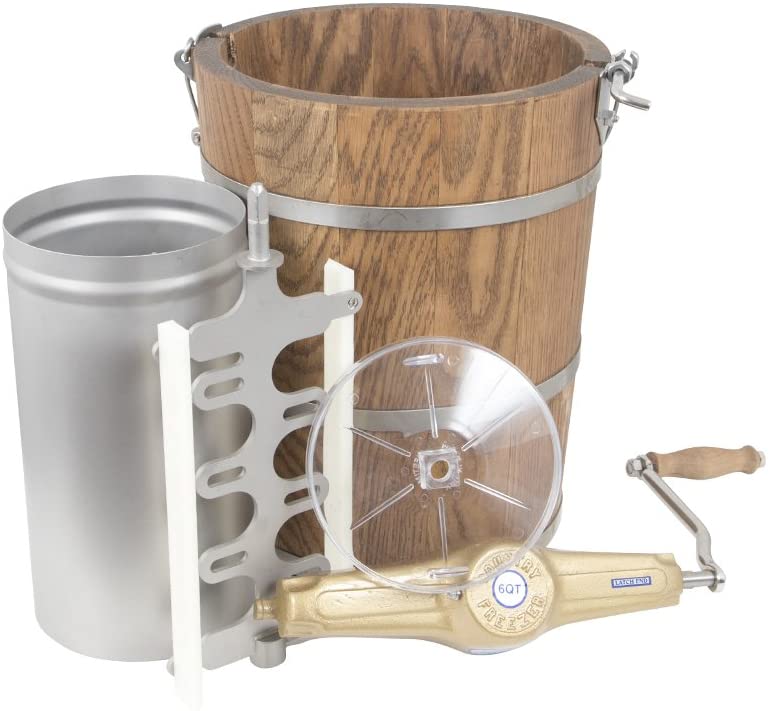 2025 6 qt Country Ice Cream Maker – Classic Wooden Tub – Hand Crank