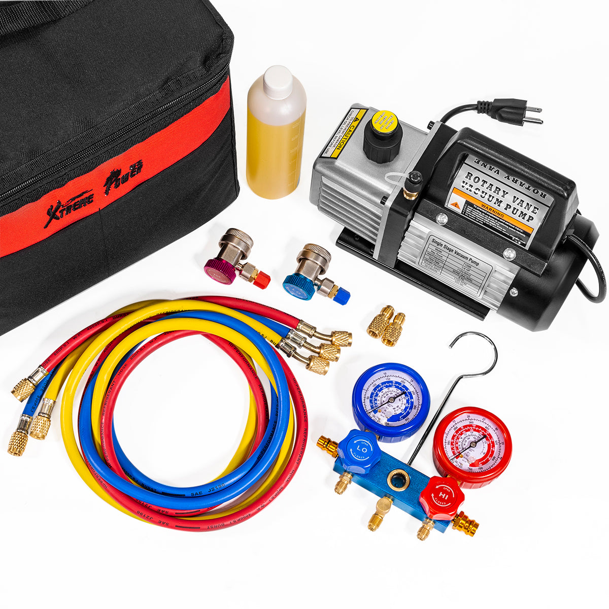 71097 3CFM 1/4 HP Vacuum Pump HVAC Refrigeration AC Manifold Gauge