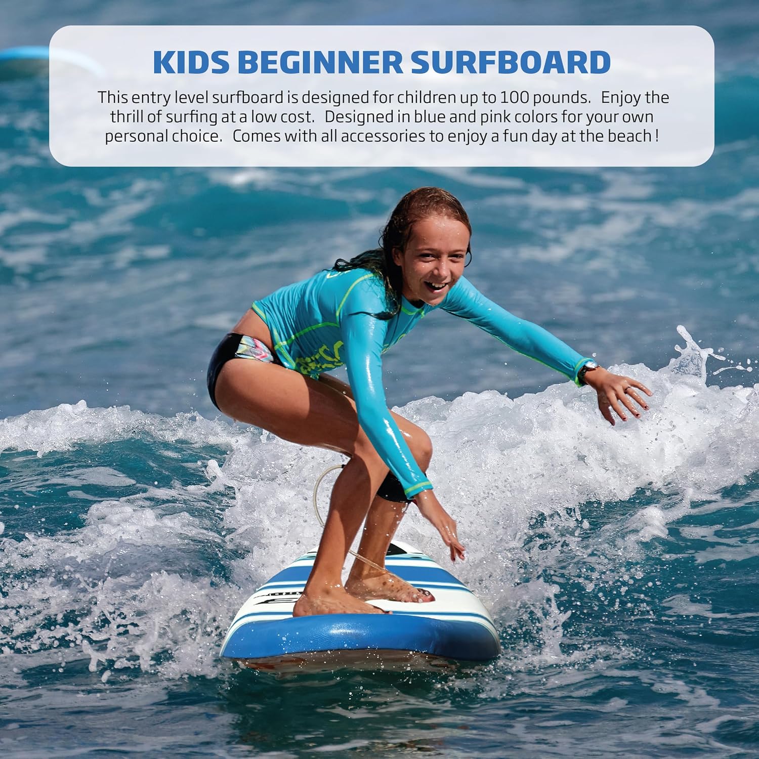 6’ FUNBOARD Surfboard Softboard Foam - Include (3) Fins 6’ Foot Leash and (2) Wood Stringers - Kids and Adults Beginner Intermediate