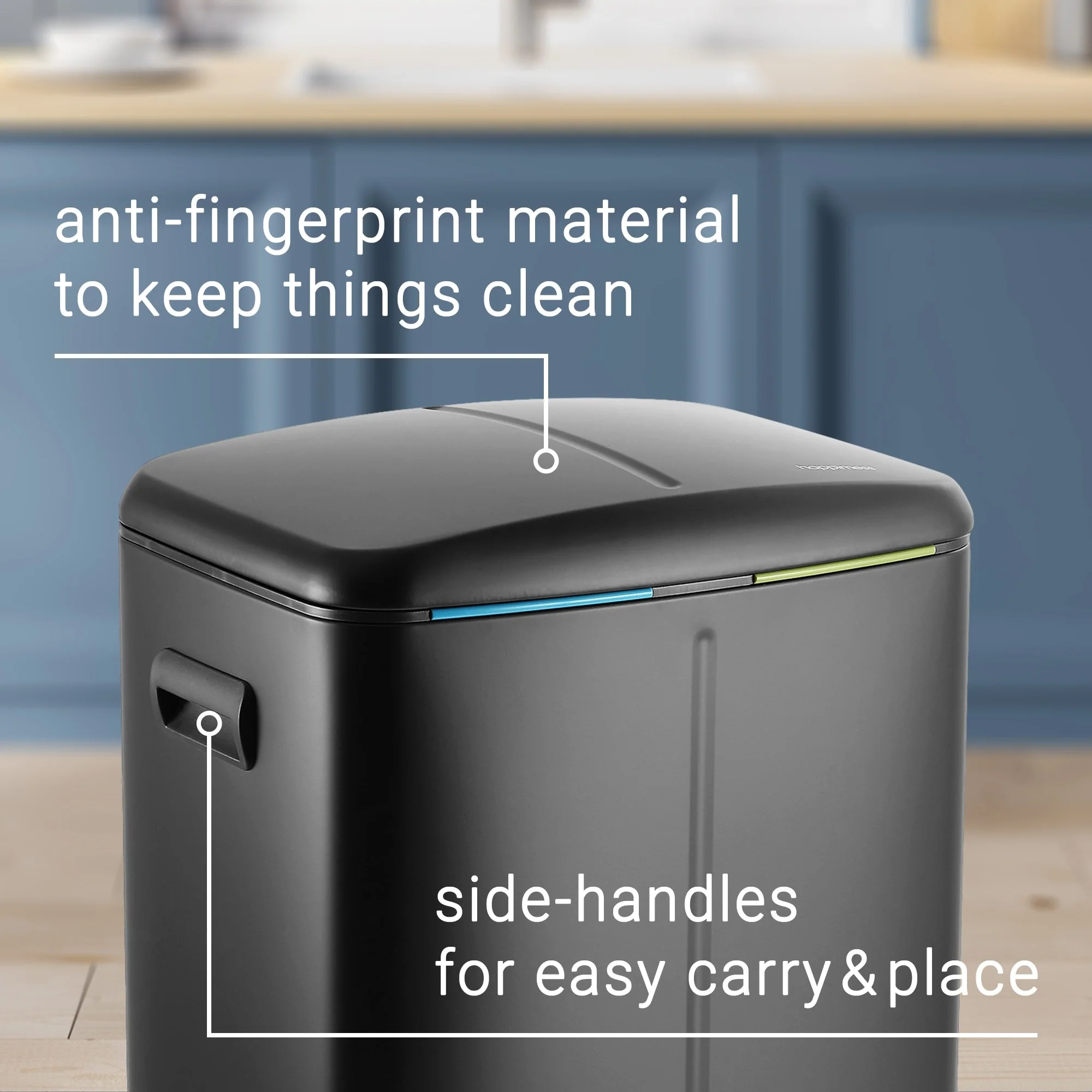 happimess 10.6-Gallon Double Bucket Trash Can with Soft Close Lid