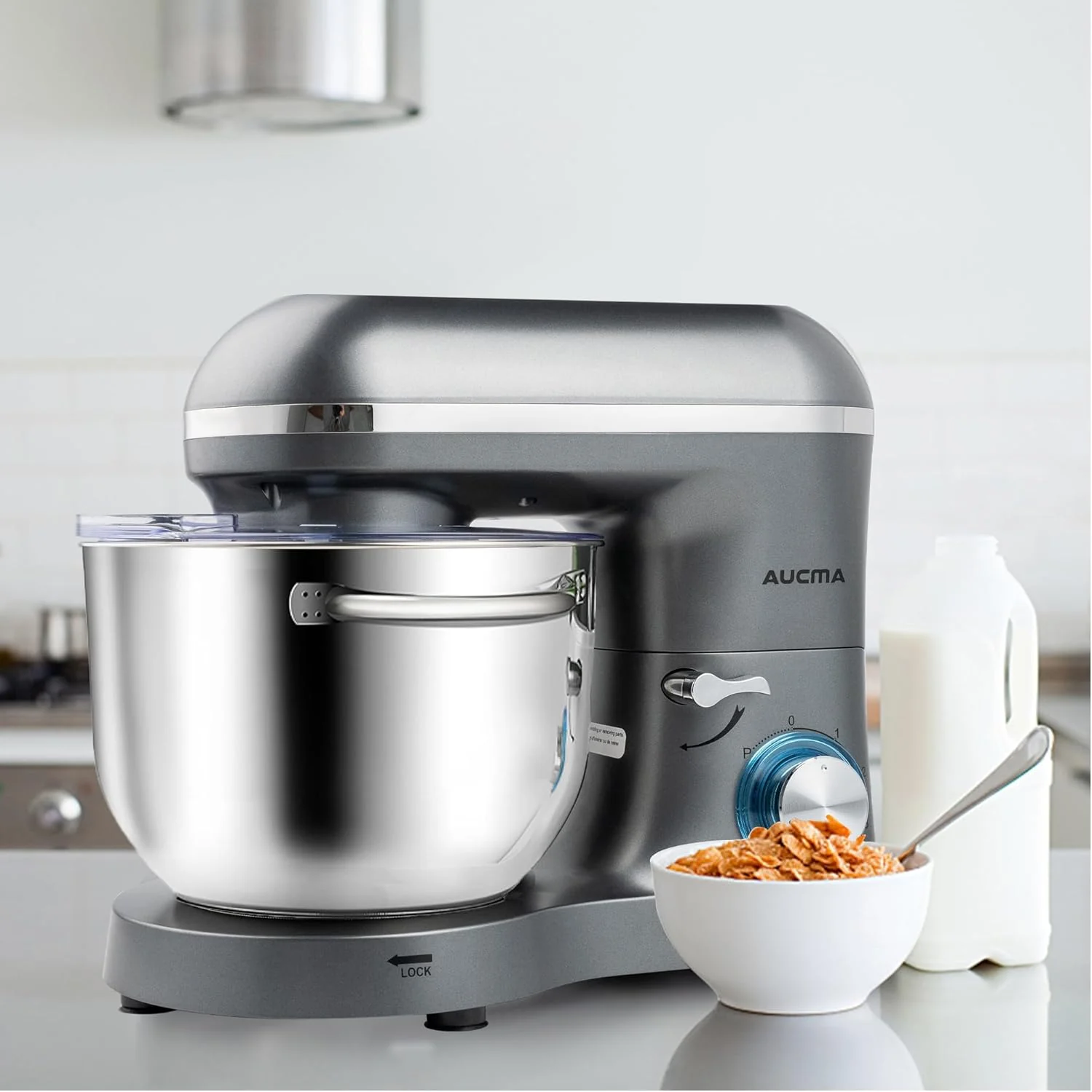 Aucma Stand Mixer,6.5-QT 660W 6-Speed Tilt-Head Food Mixer, Kitchen Electric Mixer with Dough Hook