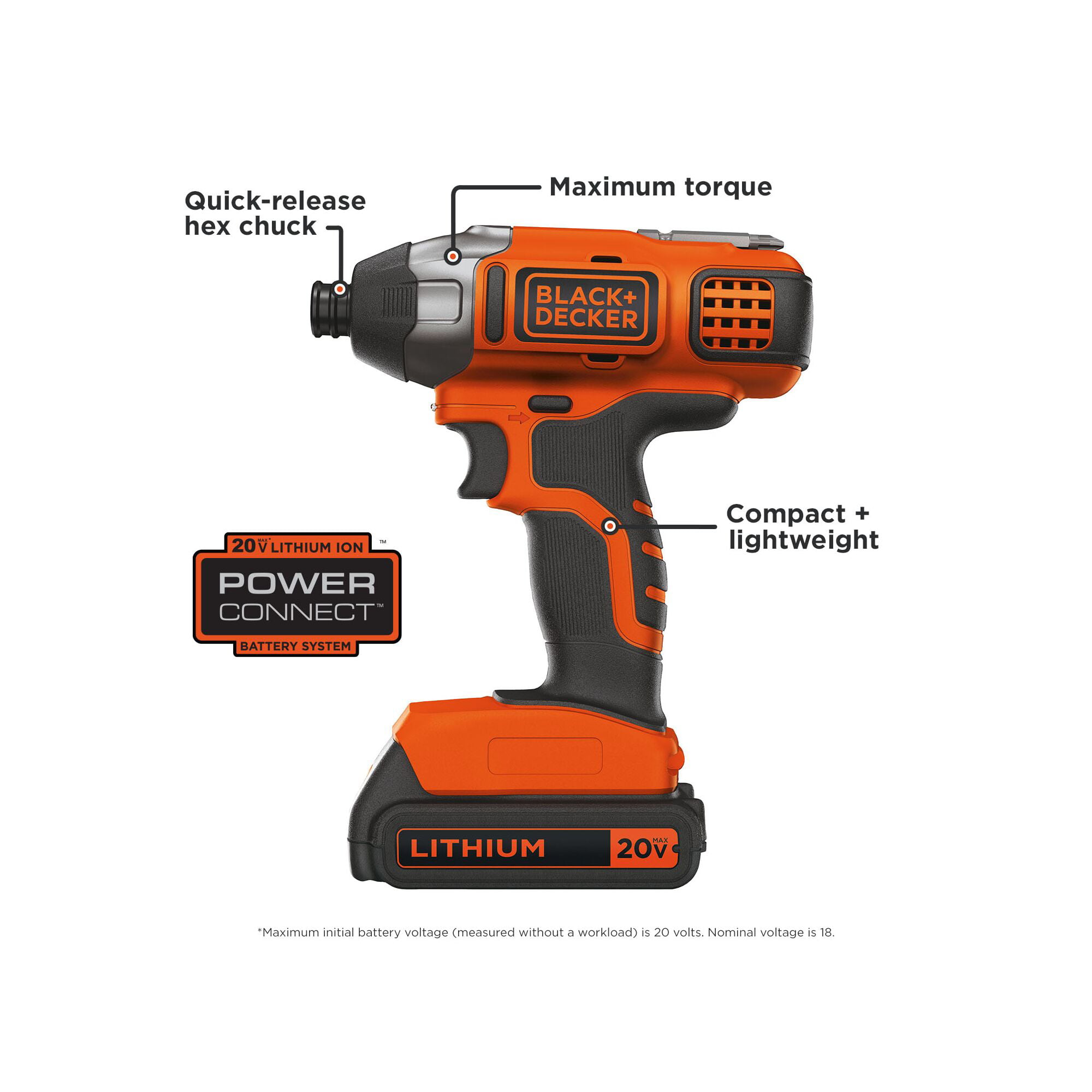20-Volt MAX* Lithium-Ion Cordless Impact Driver, BDCI20C