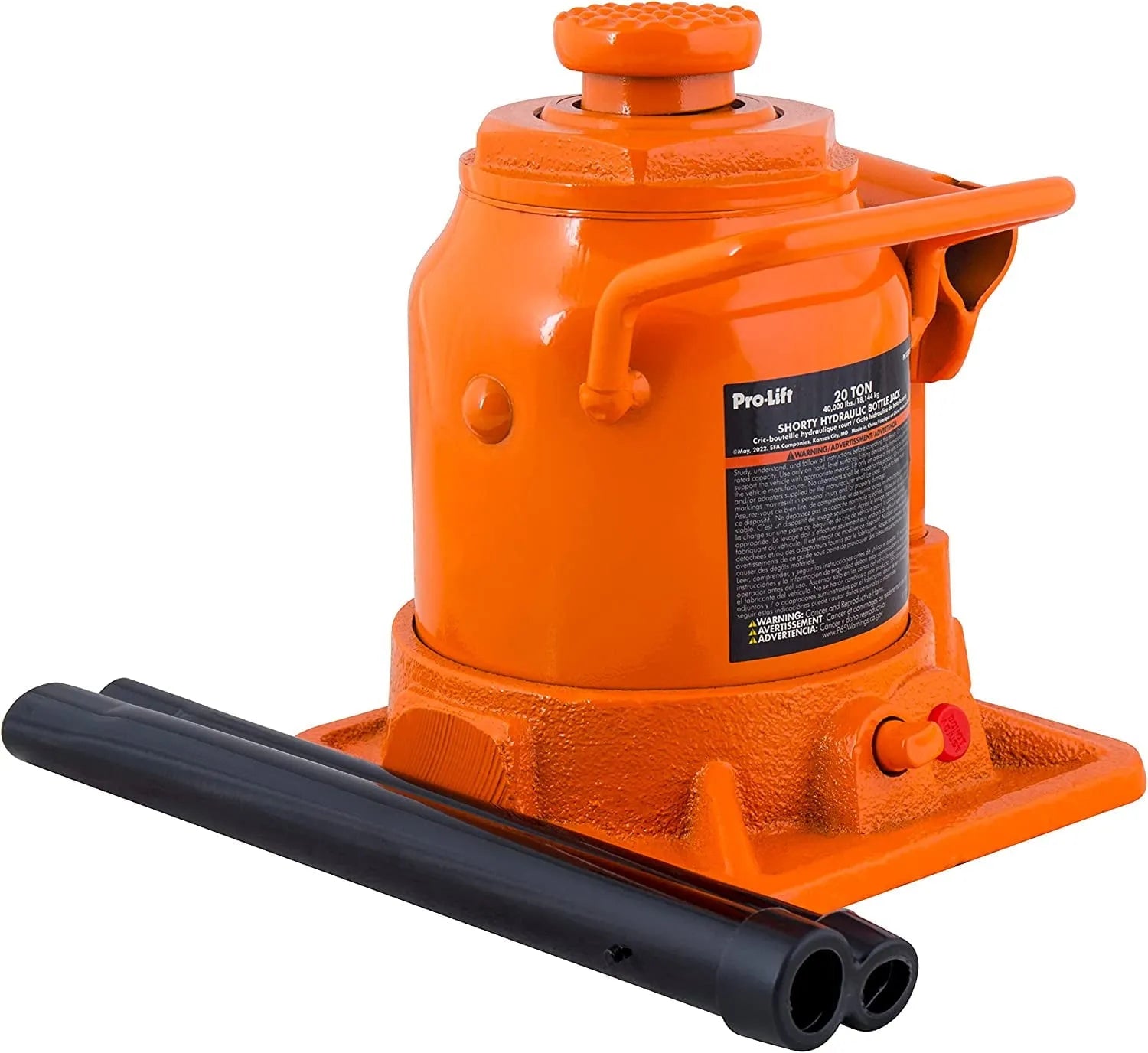 20 Ton Shorty Hydraulic Bottle Jack - Portable Car Jack 40000 Lbs Capacity with Pump Handle for Car Sedans SUV