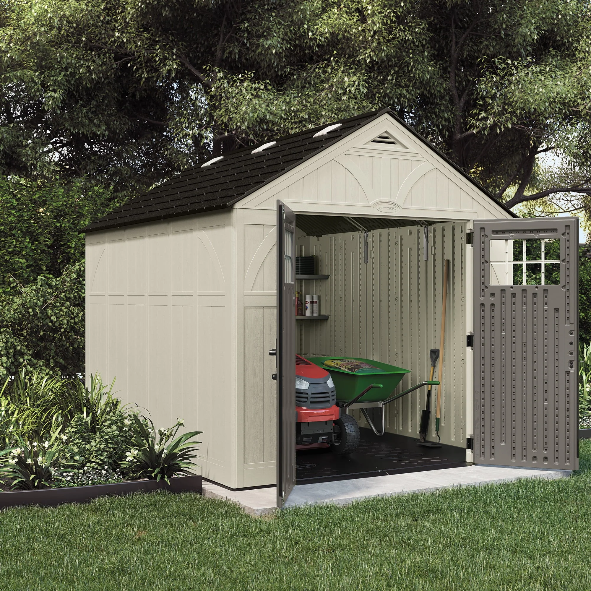 8 x 10 ft. Metal and Resin Storage Shed, Vanilla