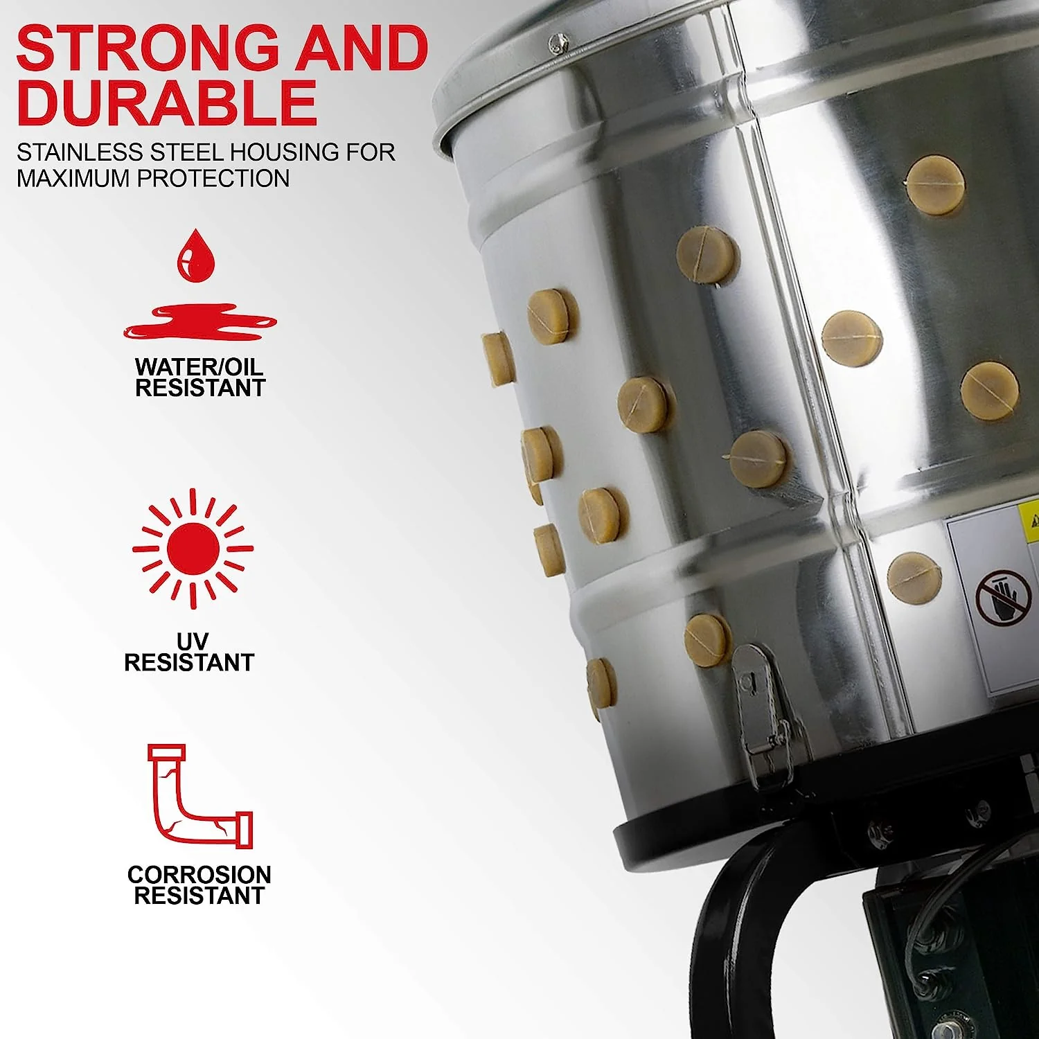 2025 Kitchener Chicken Plucker De-Feather Remover Poultry and Fowl Food Processor Electric Stainless Steel Heavy Duty 1HP 120VAC 280RPM GFCI Connector 92 Soft Fingers 20