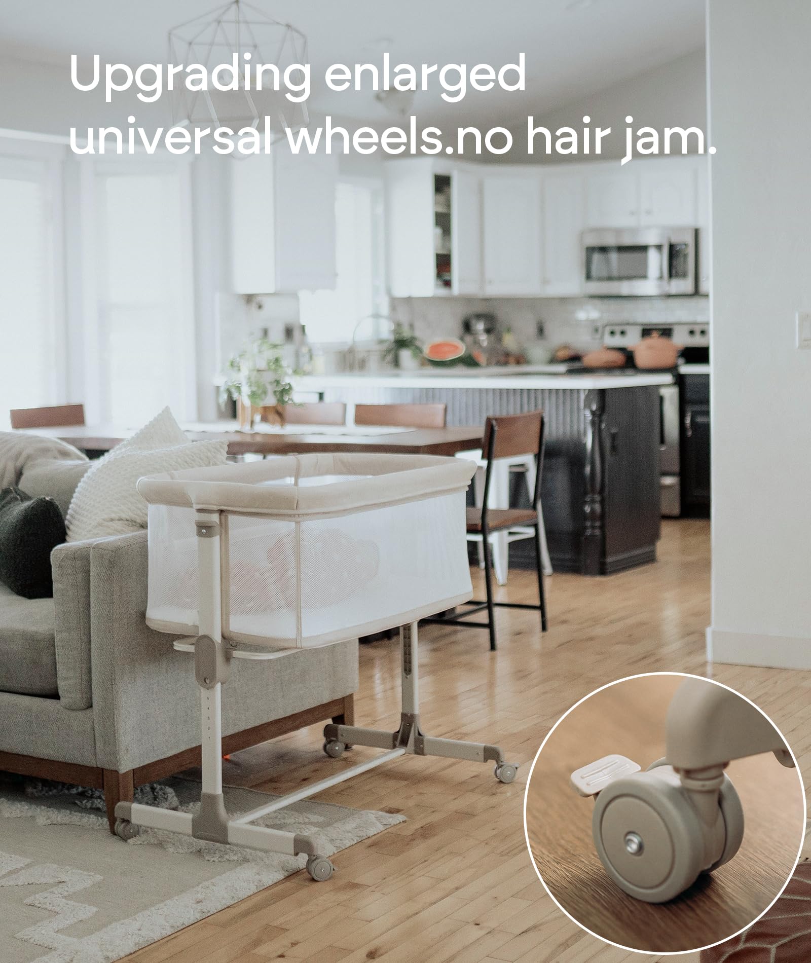 Fodoss Baby Bassinets Bedside Sleeper with Wheels