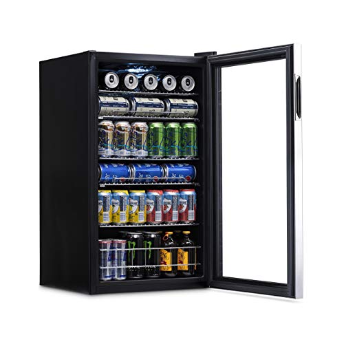 NewAir Beverage Refrigerator Cooler | 126 Cans Free Standing with Right Hinge Glass Door
