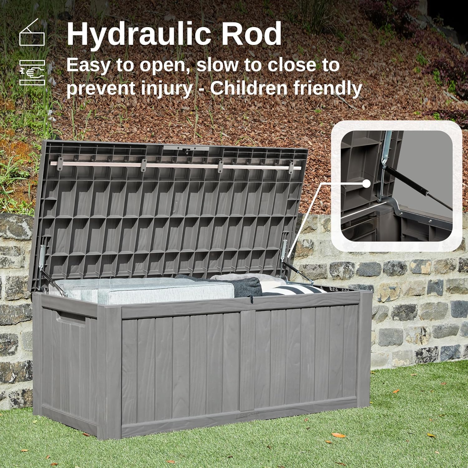 2025 230 Gallon Deck Box, Outdoor Storage Box with Padlock