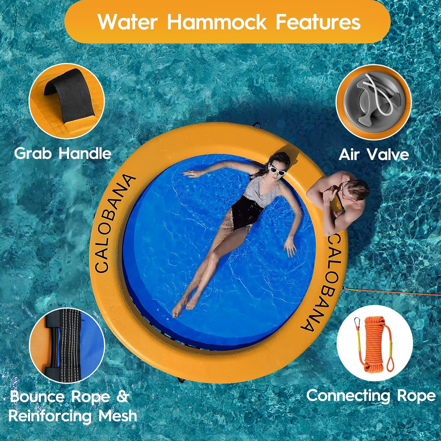Round Floating Ring Hammock - Heavy Duty Inflatable Raft