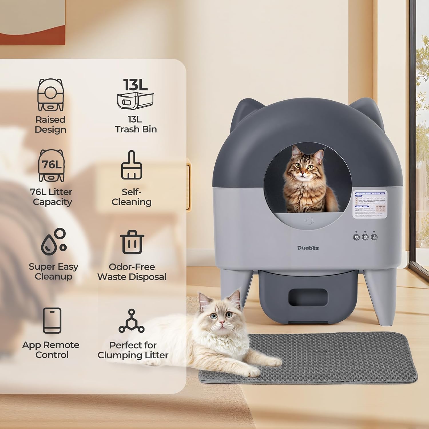 Self Cleaning Litter Box – App-Controlled, Odor-Free