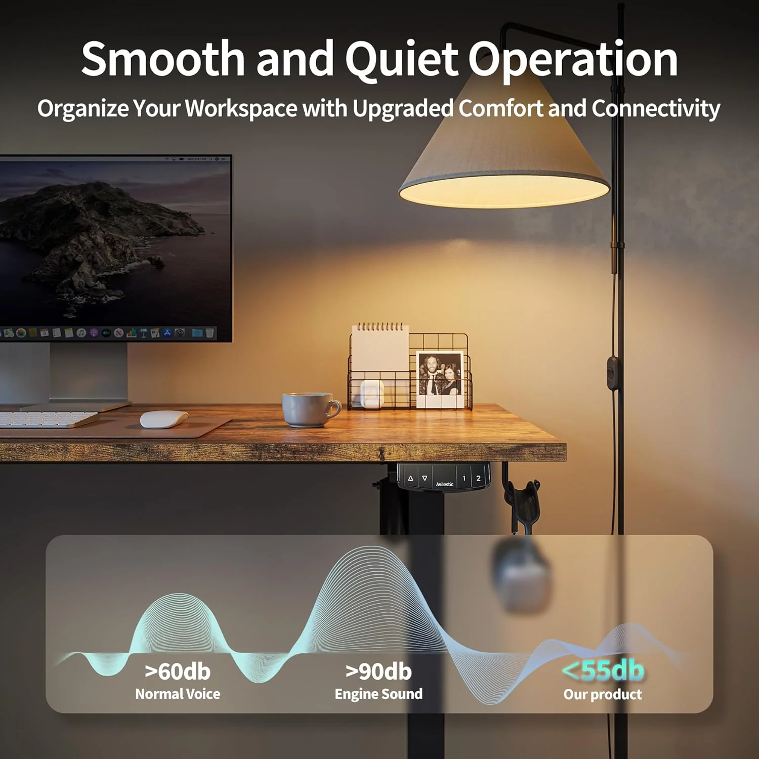 Electric Standing Desk 48 x 24 Inches Height Adjustable Desk