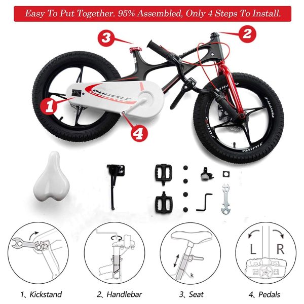 18 Magnesium Alloy Kids Bicycle w/2 Disc Brakes, Black