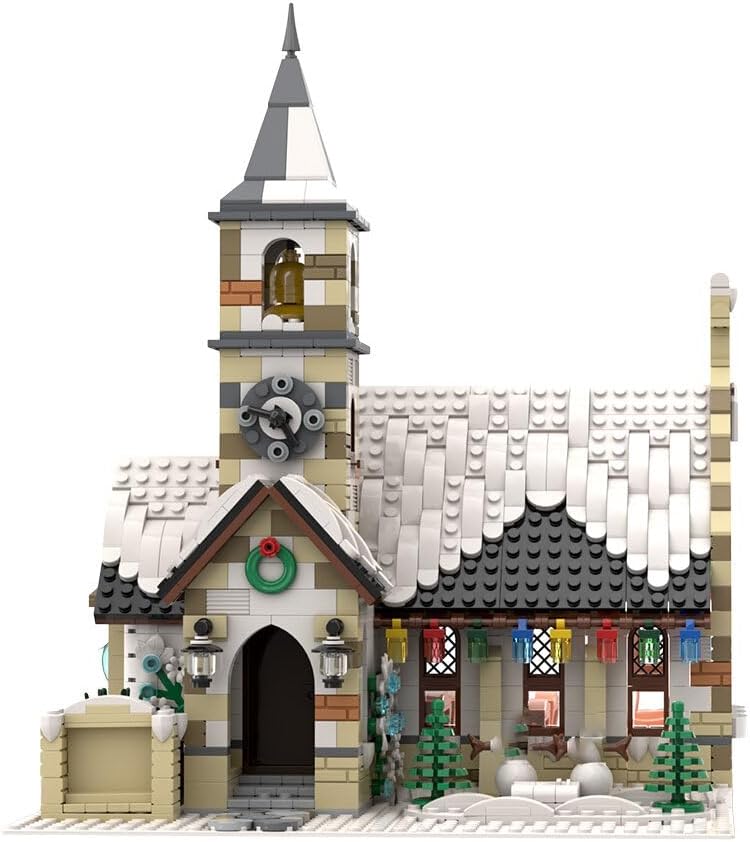 2025 Christmas Country Church Building Kit, MOC-147549 Winter Modular Building Blocks Christmas House Building Block Building Toy (1769 Pieces)