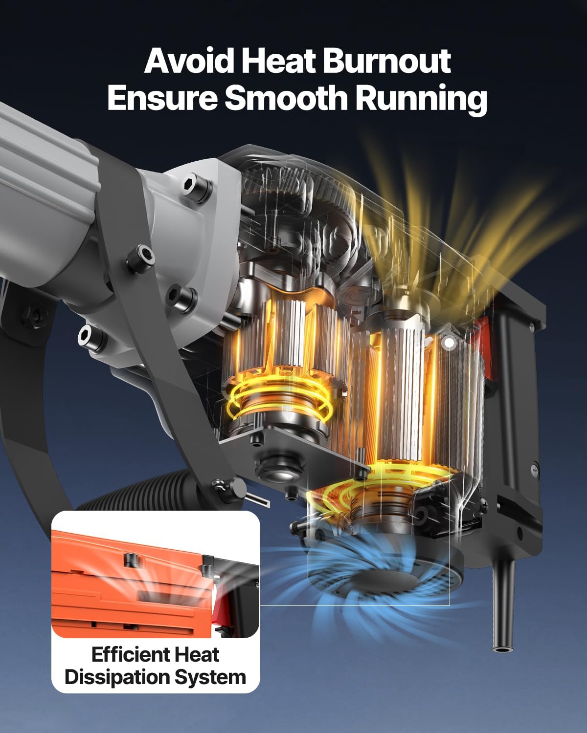 Demolition Jack Hammer, 1350 BPM Concrete Breaker 6pcs Chisels Bit Chipping with Case, 2200W Electric Jackhammer Heavy Duty, Black