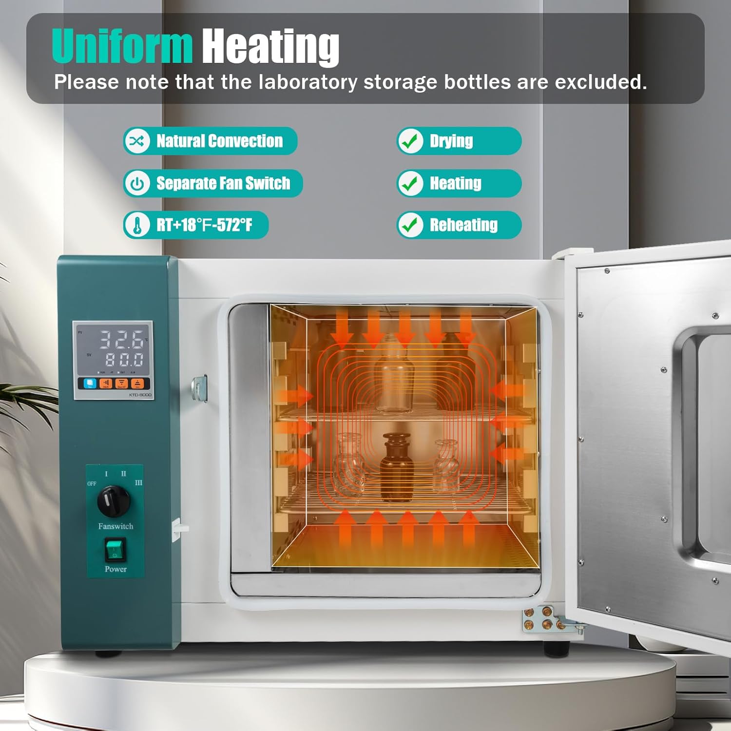 110V 1000W Horizontal Electric Blast Drying Oven 45L/12Gal Lab Forced Air Convection Drying Oven with Intelligent Temperature Controller for Industrial, Schools, Research Institutes