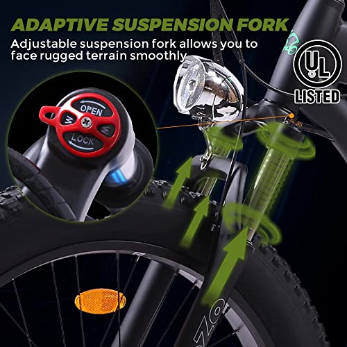 2025 750W Electric Bike 26′′ Fat Tire Adult Electric Bicycles 48V 13AH Removable Lithium Battery Ebike with Suspension Fork Aluminium Frame Beach Snow Mountain E-Bike for Adults