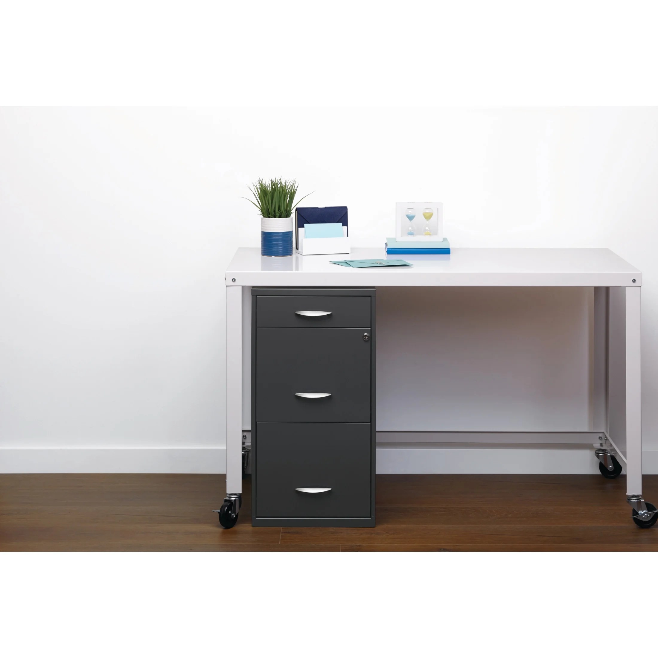 Space Solutions 3 Drawer Letter Width Vertical File Cabinet with Pencil Drawer, Charcoal