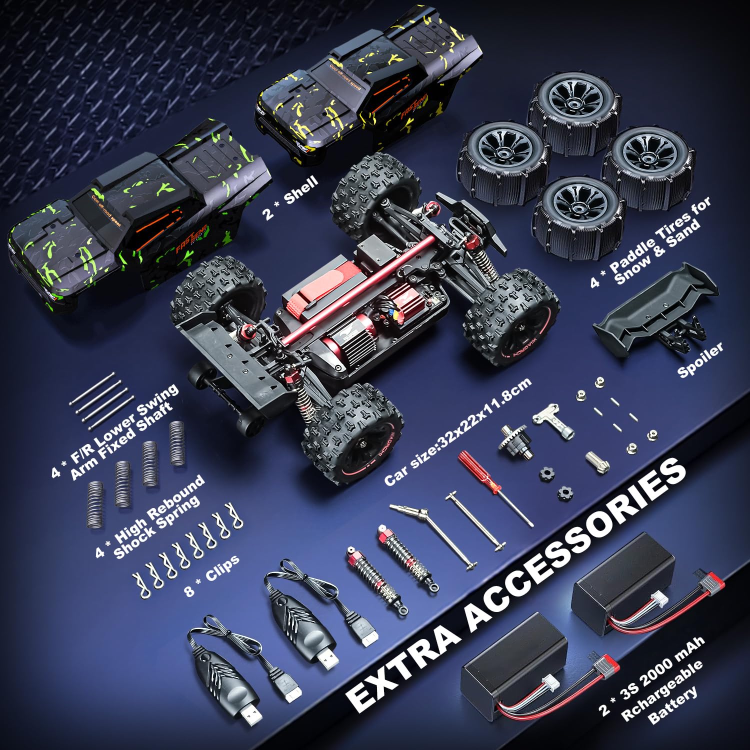 WIAORCHI 1/16 RTR Brushless Fast RC Cars, 42mph with 2 Batteries