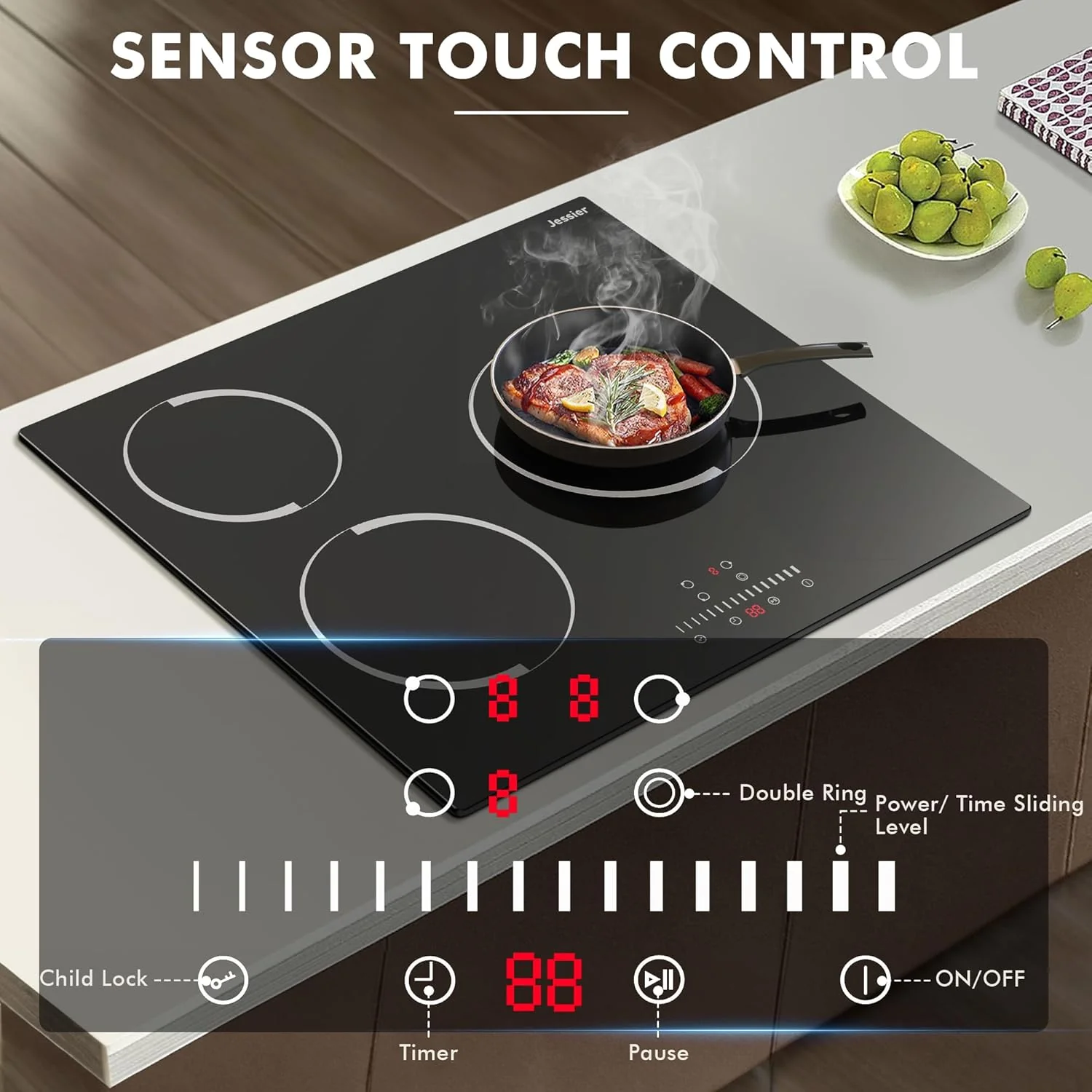 Electric Cooktop 30 Inch - 5 Burners Built-in Ceramic Cooktop, 30