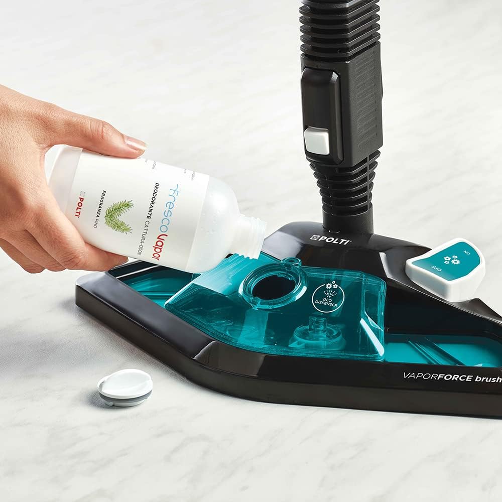 POLTI 8012628 Vaporetto   100 T Dampfreinigungsgert mit 4 Bar, ttet und beseitigt 99,99 Prozent Viren, Keime und Bakterien, Weiss/Türkis Metallic, Wassertankkapazitt 2 l, Dampfmenge 110 g/Min